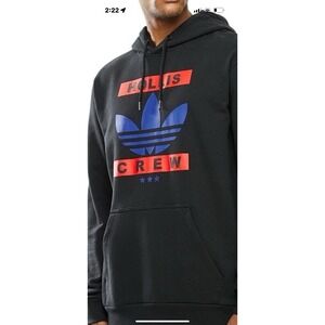 Adidas originals RUN DMC hoodie HIP HOP RAP HOLLIS CREW Black Large (BR)